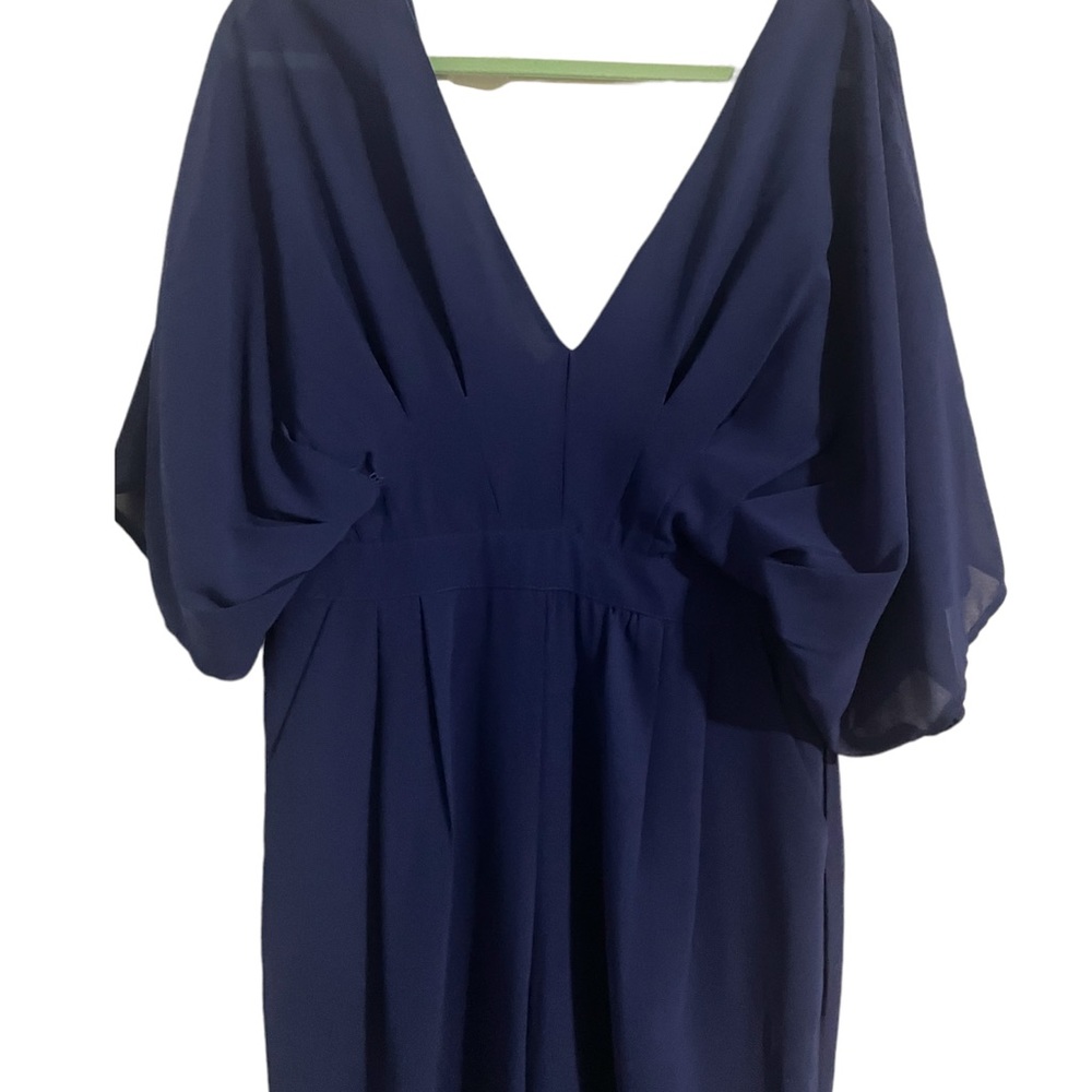 royal blue chiffon jumpsuit with pockets - Picture 4 of 5
